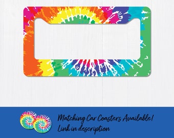 Tie Dye Aluminum License Plate Frame: Colorful Auto Accessories