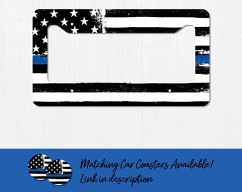Thin Blue Line Police Officer License Plate Frame | Auto Accessories | Custom License Plate