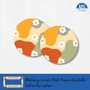 Groovy Floral Car Coaster Set: Boho Car Accessories