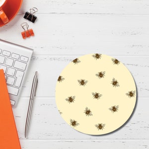 Bumble Bees Mousepad: Unique Desk Decor, Circle or Rectangle