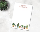 Teacher Succulent Notepads, Notes, Personalized Stationary, Custom Writing Pad, Gift for Teachers, Plant Lady