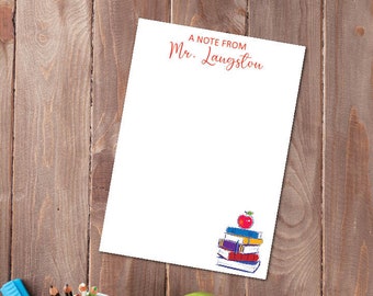 Teacher Books Notepads,  Notes, Personalized Stationary, Custom Writing Pad, Gift for Teachers