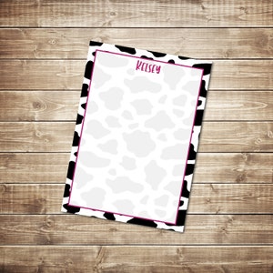 Cow Print Teacher Notepads, Personalized Stationary, Custom Writing Pad, Gift for Teachers, Teacher Appreciation