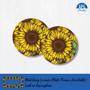 Sunflower Print Car Coaster Set: Rubber Auto Accessories