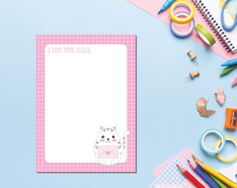 Cat Note Kawaii Notepads, Notes, Personalized Stationary, Custom Writing Pad, Christmas Gift