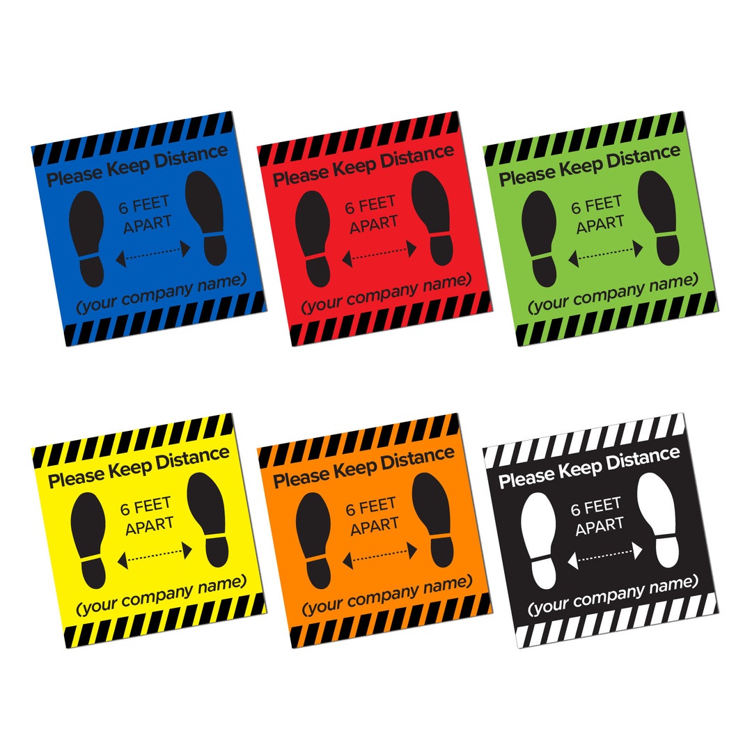 Please Keep Distance 6 Feet Apart Floor Decal 6/pack, Social Distancing ...