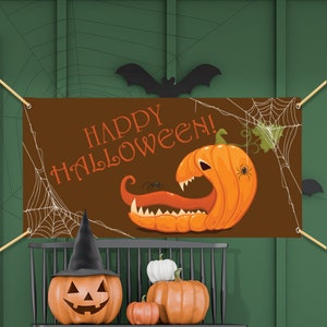 Happy Halloween Pumpkin Premium Vinyl Banners 3ftx6ft with Grommets FREE GROUND SHIPPING