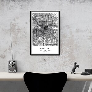 Houston Map Print | Poster Print | Travel Wall Decor | Rectangle Border