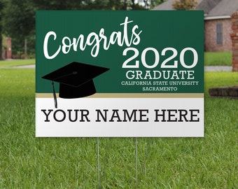 2 Sided Congrats Graduate Yard Sign, FREE GROUND SHIPPING, 18"x24" Printed Sign, High School or College Graduation, Class of 2021, 2 Sided