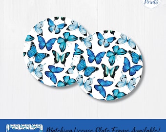 Butterfly Print Car Coaster Set: Rubber Auto Accessories