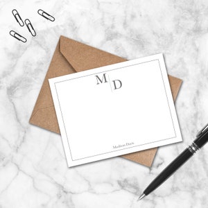 Initial Personalized Notecard / Personalized Stationary / Thank You Cards / White Or Kraft Envelopes / Flat Cards / Gift