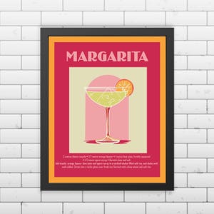 Margarita Art Print w/ Recipe • Bar Cart Decor • Retro Art Print • Magarita Cocktail Poster • Bar Wall Art • Digital Download