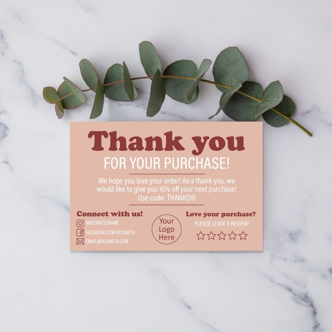 Custom Thank You Card Personalized Packaging Supplies Small Business Owner Physical Item