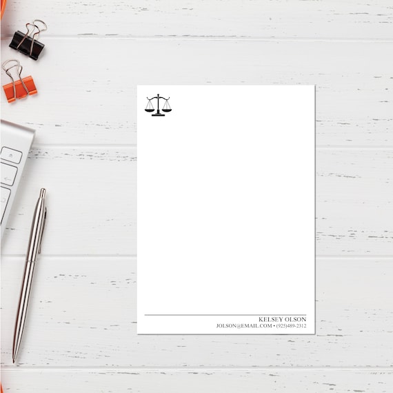 Custom Lawyer Notepad Personalized Stationary Custom Writing | Etsy
