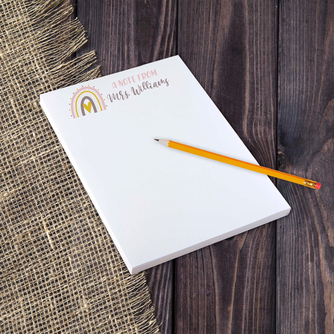 Personalized Pink Rainbow Notepad: Custom Women's Stationery - Etsy