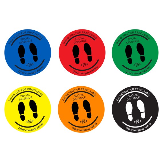 Circle Decal Stand Here Thank You for Practicing Social Etsy