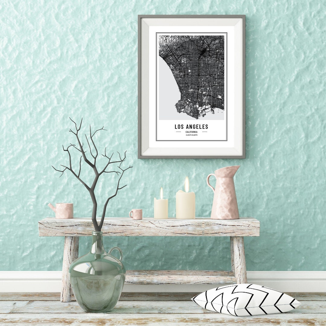 Los Angeles Map Print | Poster Print | Travel Wall Decor | Rectangle ...