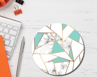 Blue Geometric Shapes Mousepad | Unique Desk Mousepad | Circle Or Rectangle | Free Shipping