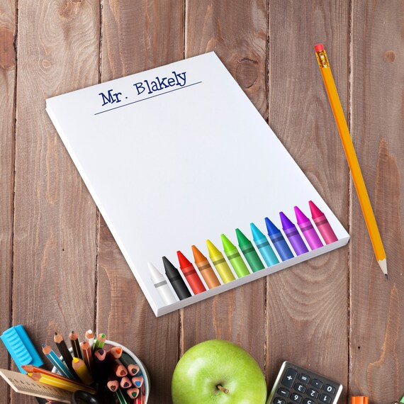Teacher Crayons Themed Notepads Notes Personalized Etsy