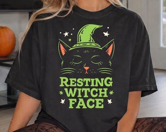 Resting Witch Face T-shirt | Cat Witch Graphic Tee, Halloween Shirt