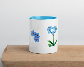 Blue Forget-Me-Not Mugs, 2 Flower Designs
