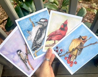 Wintertime Backyard Birds Holiday Greeting Card Collection