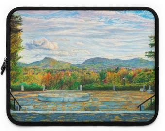 17" Laptop Sleeve Memorial Hill at Amherst College | Scenic Fall Landscape Artwork