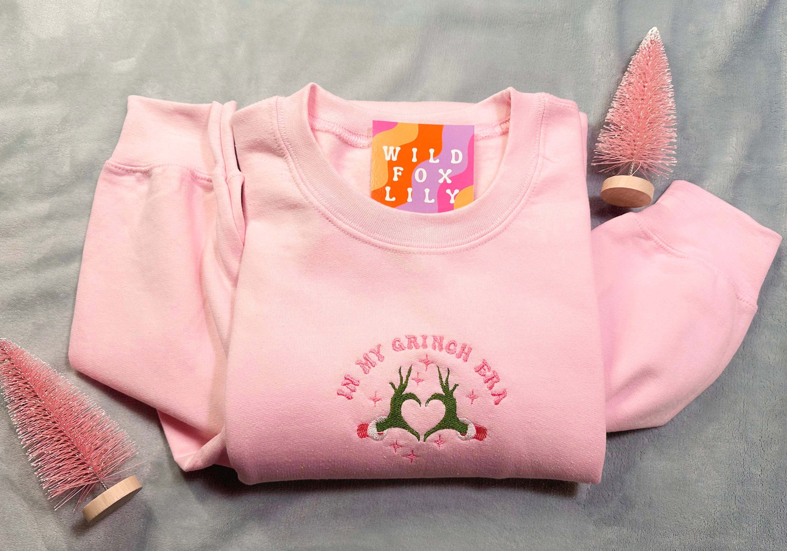 Embroidered Sweatshirt Pink - Etsy
