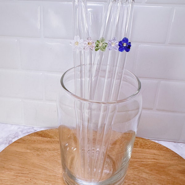 Daisy Glass Straws Drink Accessories Eco Friendly Reusable Iced Coffee Matcha Retro Groovy Aesthetic Cute Gift For Her bestie gifts