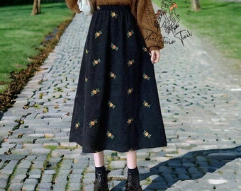 Traditional Hungarian Handmade Black Embroidery Skirt. Black Traditional Hungarian Handmade Black Embroidery Skirt. Black
