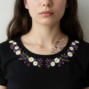 Hand Embroidered Flower Bouquet Custom Embroidered Floral TShirt Women Embroidered Personalized Wildflower Shirt Gift for Flower Lovers
