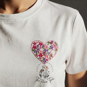 Hand Embroidered Flowers Heart Custom Embroidered Floral TShirt Women Embroidered Personalized Wildflower Shirt Gift for Flower Lovers
