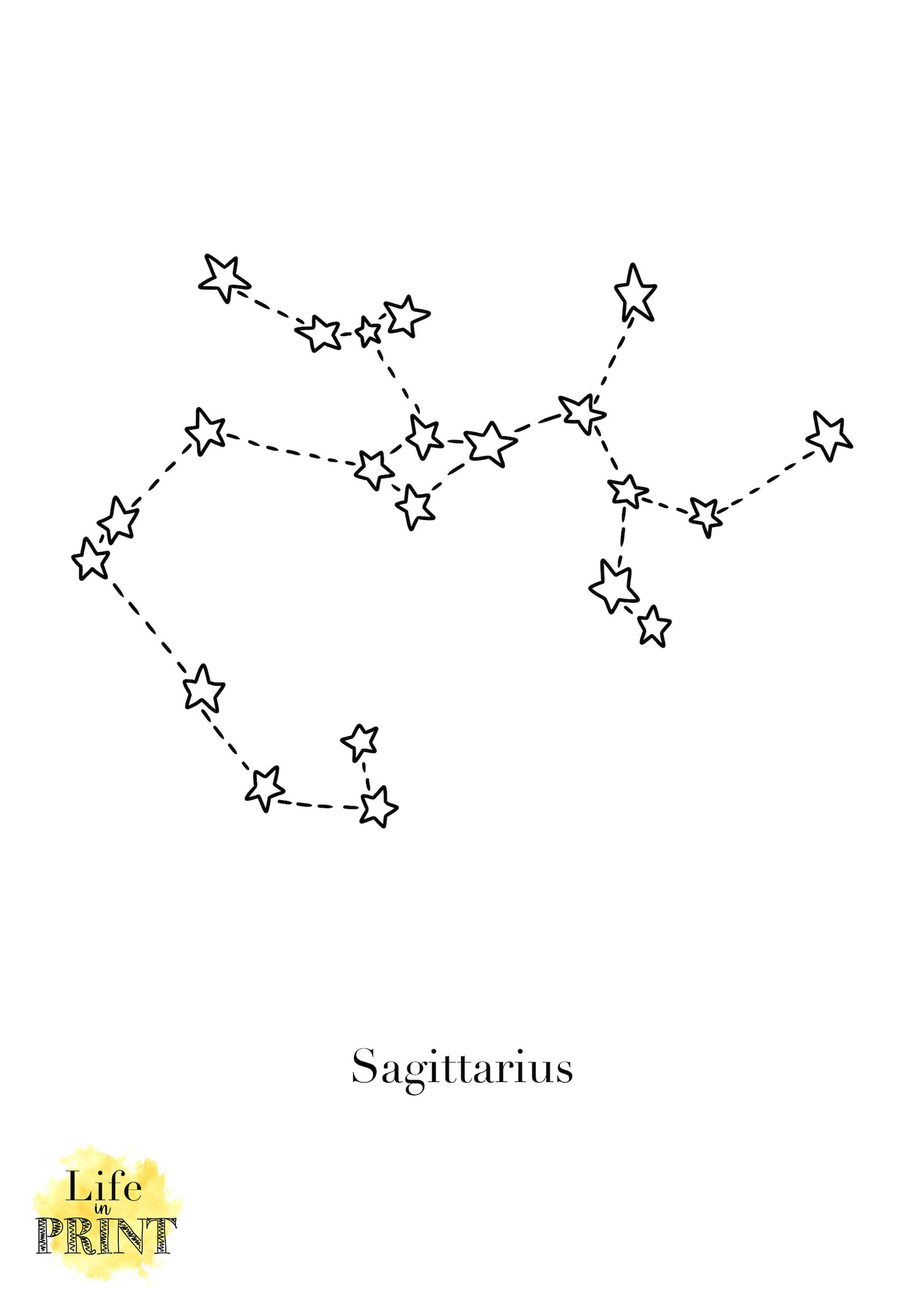 SAGITTARIUS CONSTELLATION Line Drawing Etsy