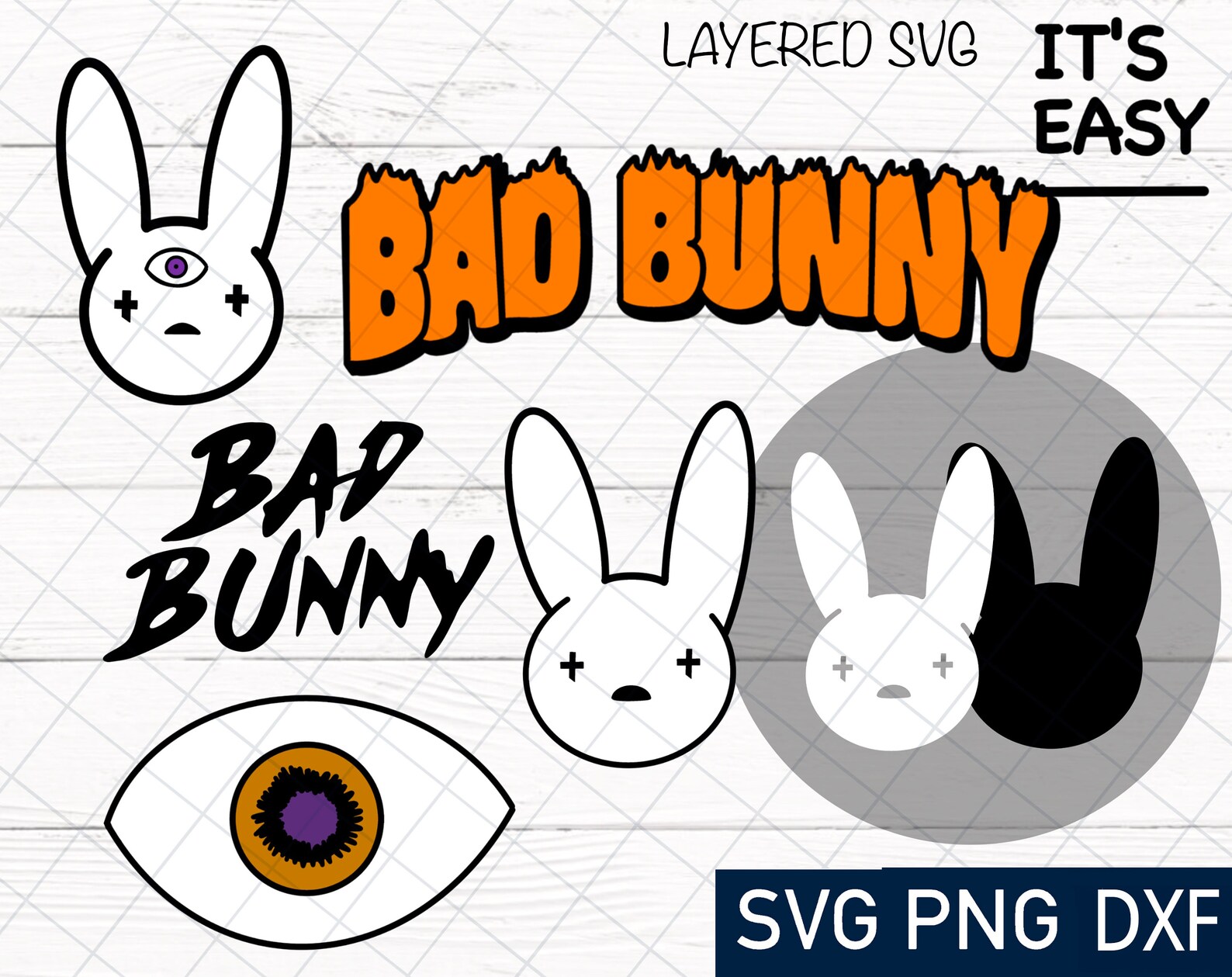 Download Bad Bunny bundle SVG Cricut cut file svg files clipart | Etsy