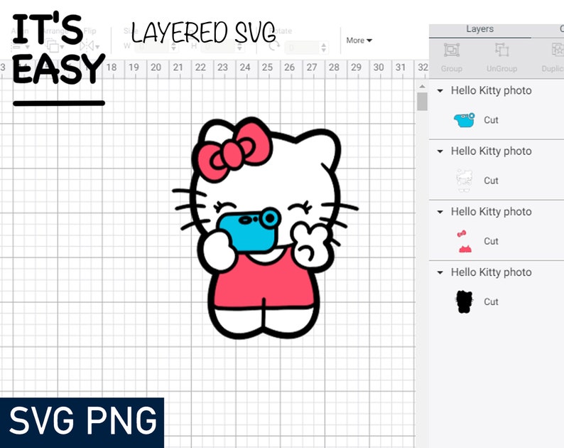 Download Layered svg files for cricut Hello Kitty SVG & PNG Clip ...