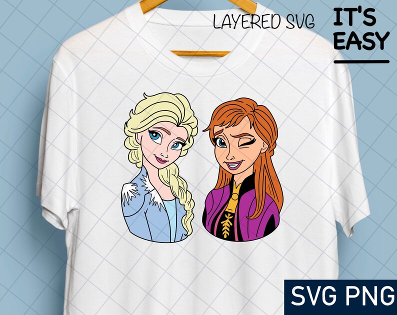 Download Sisters Anna Elsa Frozen Princess Layered Cut files Cricut ...