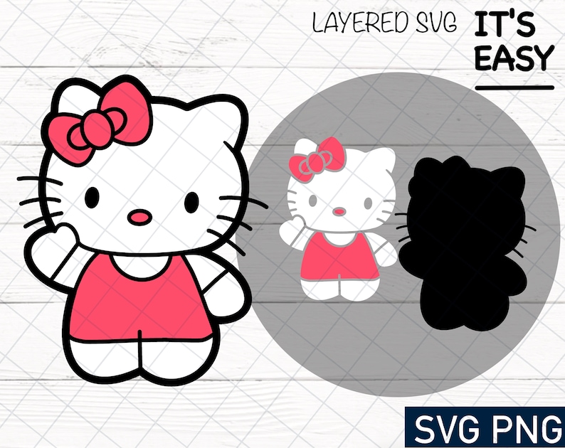 Layered svg files for cricut Hello Kitty SVG & PNG Clip Art | Etsy