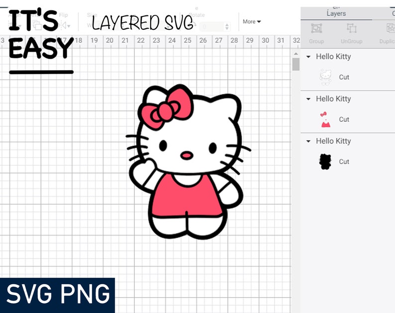 Layered svg files for cricut Hello Kitty SVG & PNG Clip Art | Etsy