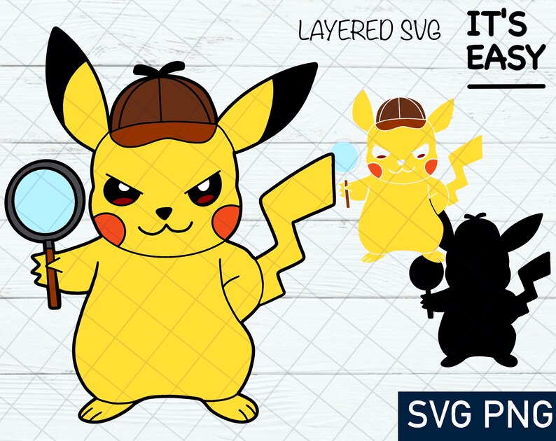 Download Detective Pikachu SVG Pokemon SVG Cricut Silhouette Cut | Etsy