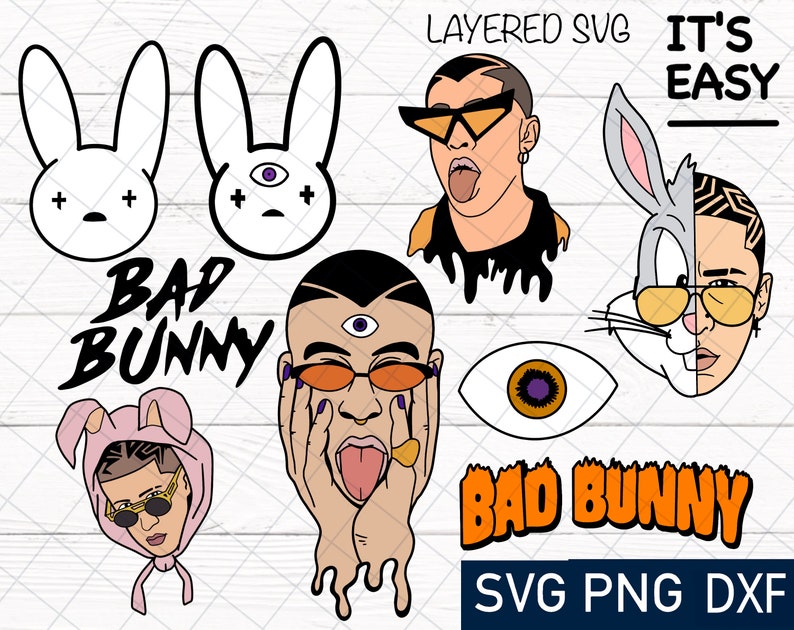 Download Bad Bunny bundle SVG Cricut cut file svg files clipart | Etsy