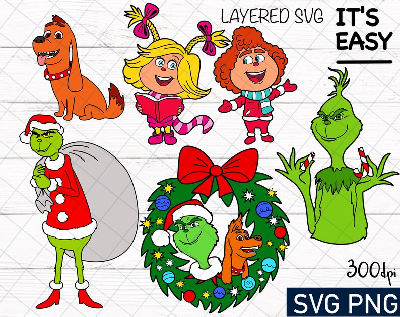 Download Layered svg Christmas Svg Grinch Bundle Face Grinch Svg | Etsy