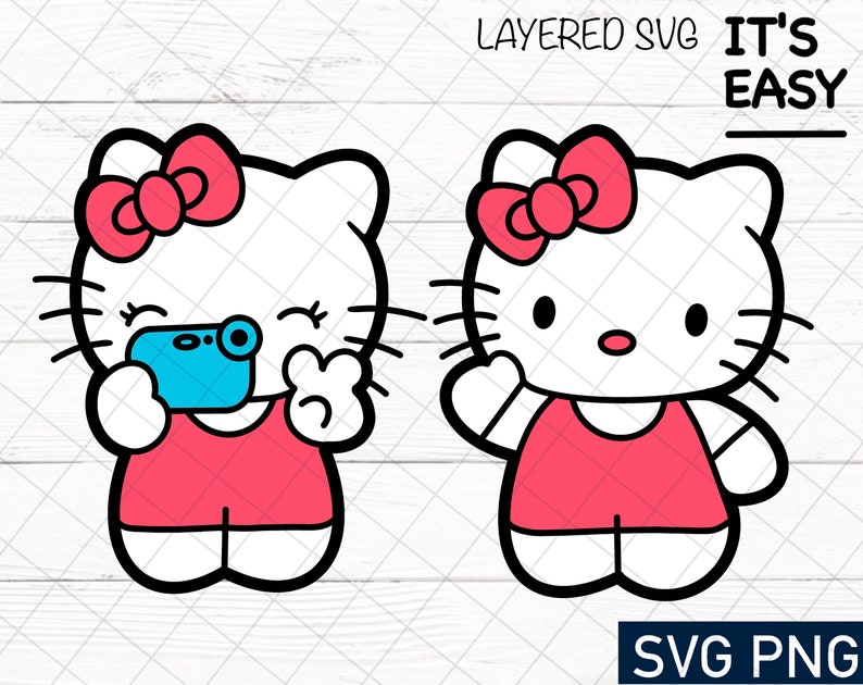 Layered svg files for cricut Hello Kitty SVG & PNG Clip Art | Etsy
