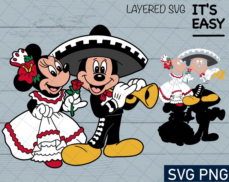Download Layered svg files for cricut Mexican Mickey and Minnie SVG ...