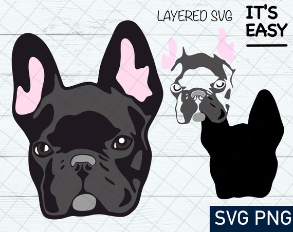 Black french bulldog SVG Cricut Silhouette Cut File