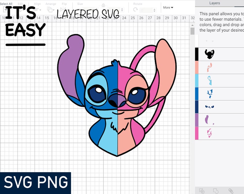 Download Layered svg files Stitch And Angel SVGcut files | Etsy