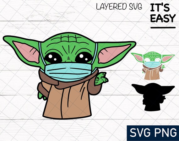 Download Baby Yoda in Face mask SVG Cricut Silhouette Cut File | Etsy