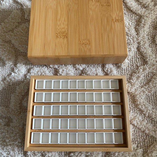 Handmade Watercolor Bamboo Paint Box with 50/70 Half Pans