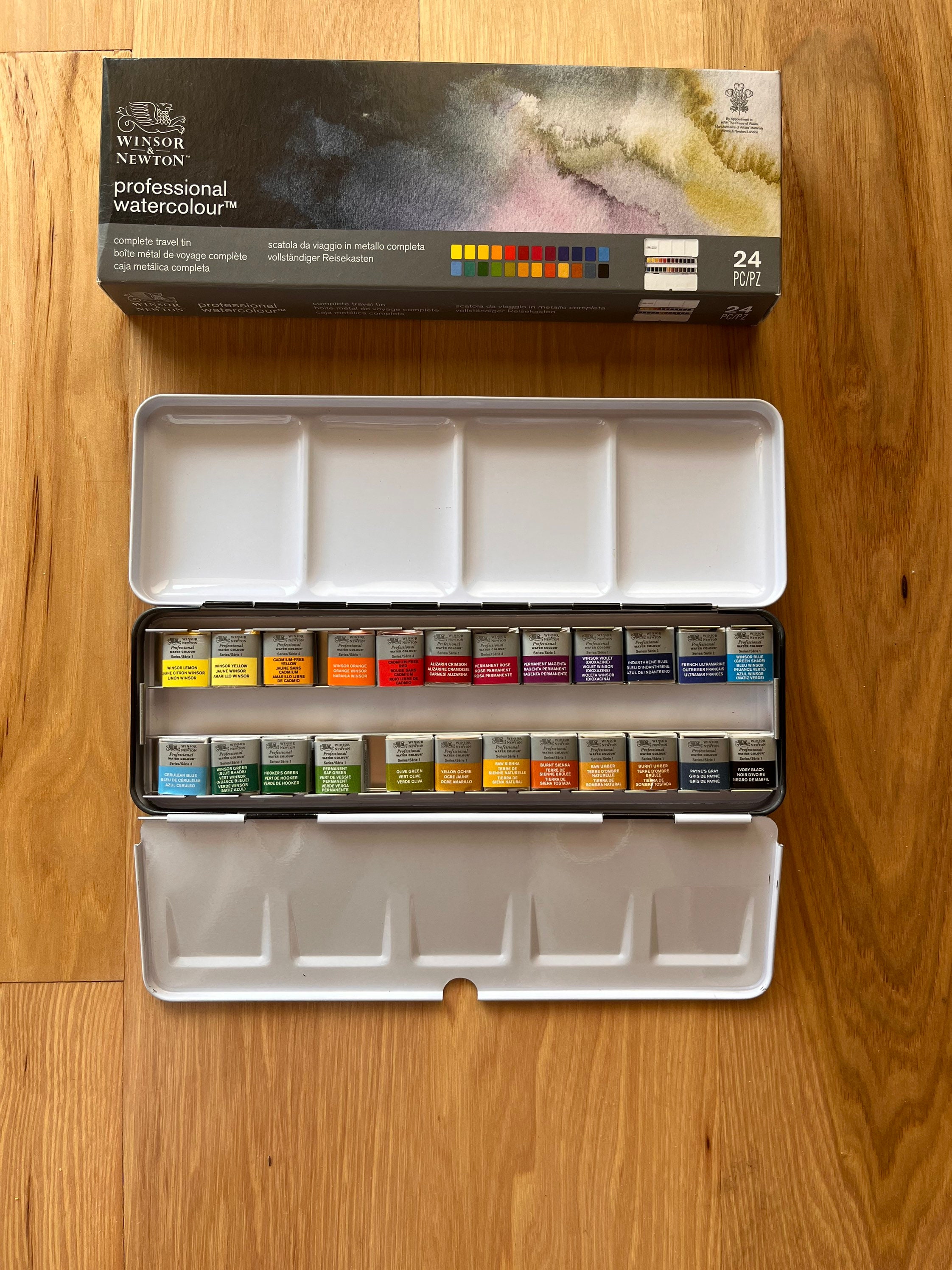 Watercolor Paint Set of 24 Half Pans From Renesans. Imported From Poland.  Professional Artist Grade. 