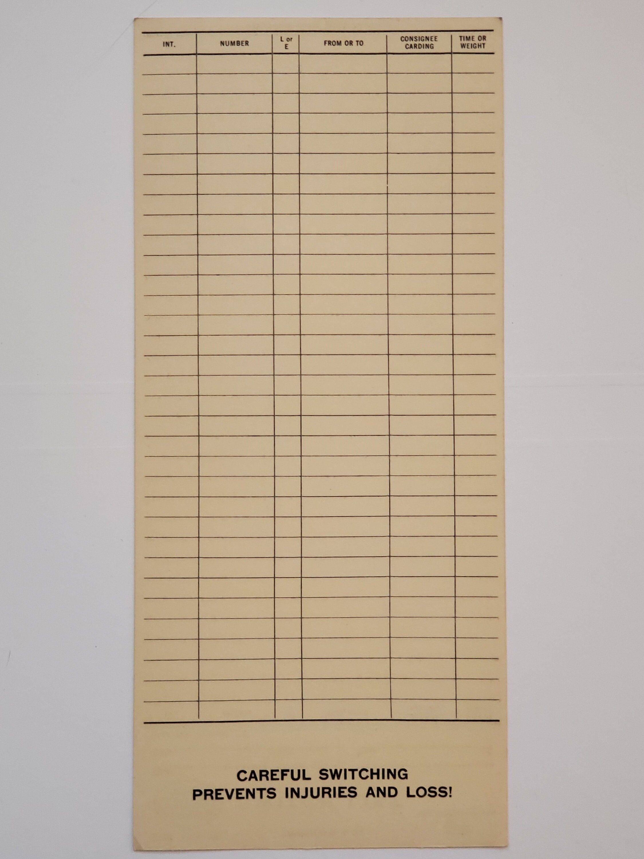 New York Central Railroad Switch List Card Blank Etsy UK