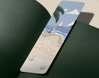 SEASIDE Bookmark - Summer Bookmark - Book Club Gift - Summer Reading - Beach Bookmark - Nautical Bookmark - Shell Bookmark - Nautical Gift